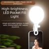 LED Fill 3 Color LED Clip Light Professional Handheld Phone Ring Light Rechargeable Clip On Clip Mount Light Live Streaming