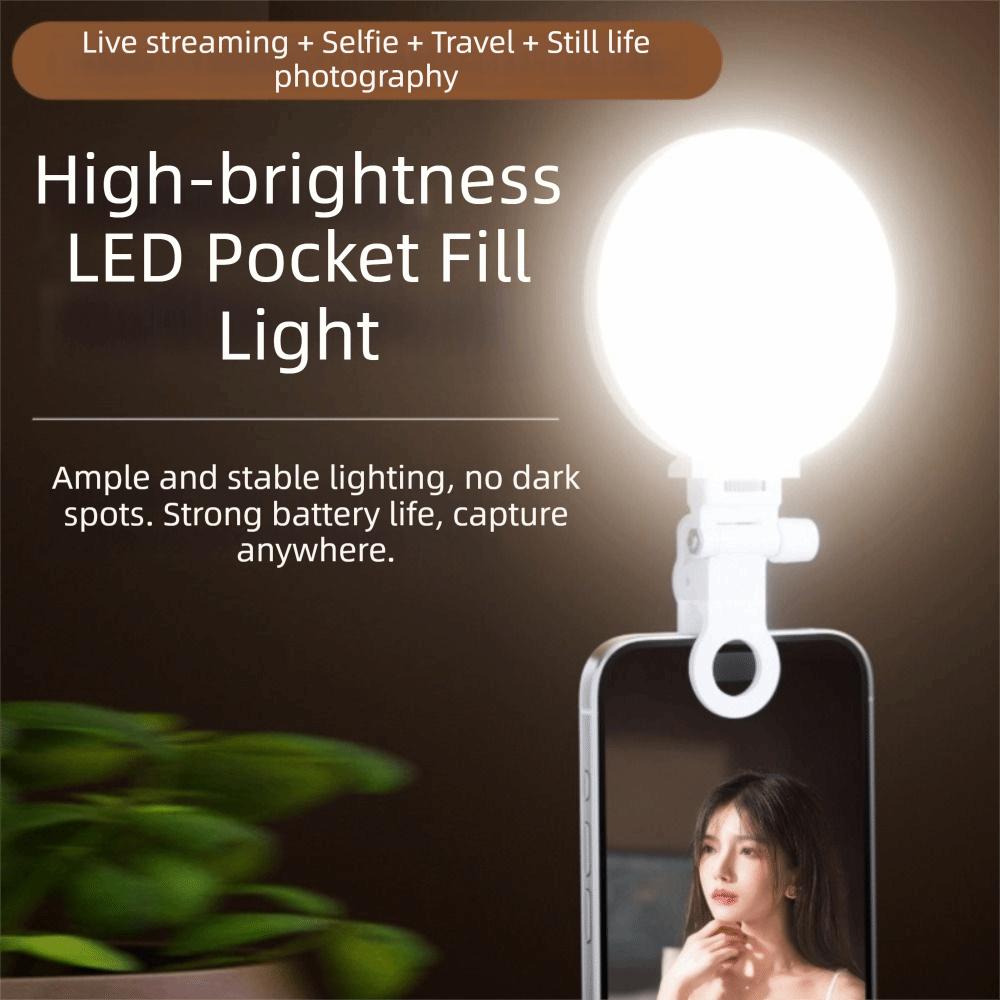 LED Fill 3 Color LED Clip Light Professional Handheld Phone Ring Light Rechargeable Clip On Clip Mount Light Live Streaming