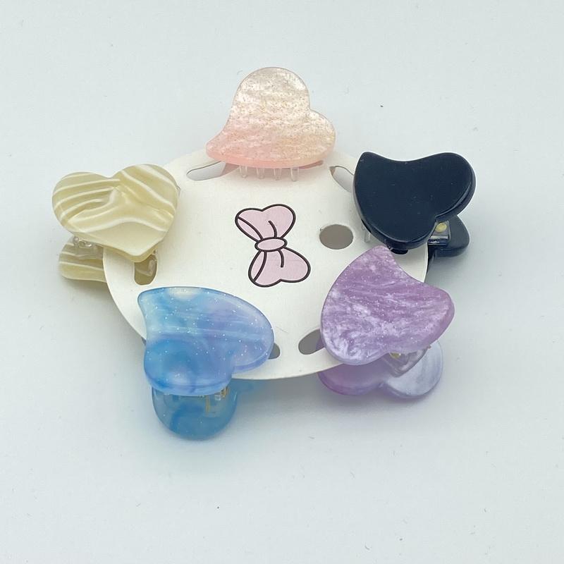 5pcs /set Small Acetate Hair Clip Claw for Girls Flower Hairpin Kids Bear Heart Hairclip Women Seashell Hair Crab Accessoires