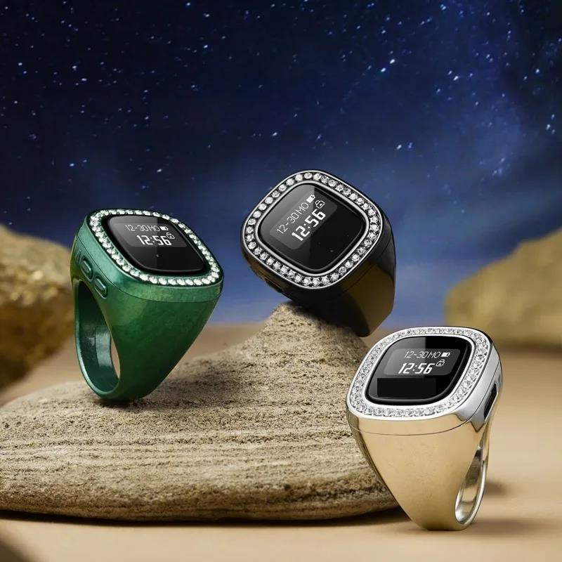 Diamond Finger Digital Counter Rings with Azan Alarm Vibration Reminder Unisex Intelligent Tasbih Tracks for Islamic Prayer Ring 1