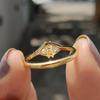 Huitan Chic Luxury Triangle Zirconia Ring  Lady Gold Color Finger Jewelry for Engagement Bridal Wedding Band Accessories