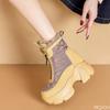 Bottes de Neige Hautes de Luxe pour Dames Nouvelles Polyvalentes et Pelucheuses Chaudes à Semelle Épaisse Augmentant la Hauteur Bottines Courtes Décontractées pour un Usage Quotidien
