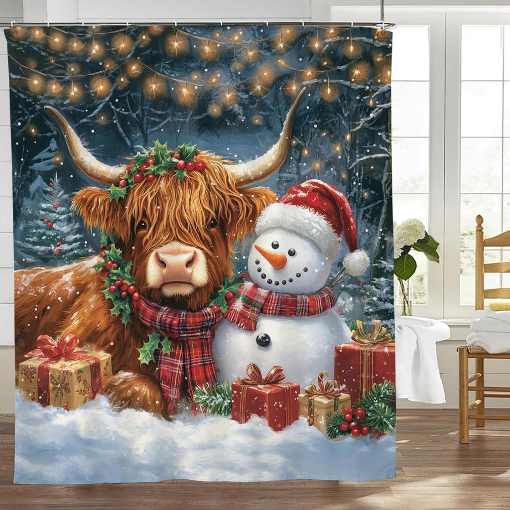 Cortina de Chuveiro Cardeal Cortina de Chuveiro Pássaro Vermelho Tecido Impermeável Decoração de Banheiro Rústica para Casa Cortina com Ganchos 60"x72"