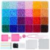 Bügelperlen Set 2,6mm Mini-Perlen 144 Farben All-in-One Set mit Steckplatten, Mini-Bügeleisen, Pinzette Pixel Art DIY Bastelset für Erwachsene