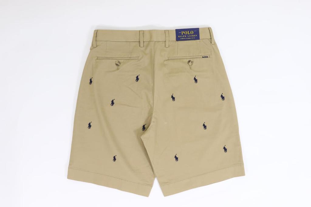 Polo Ralph Lauren Stretch Classic Fit Embroidered Chino Size 0106638 Men's Multi-Pony Shorts, 42, Brown, [Used]