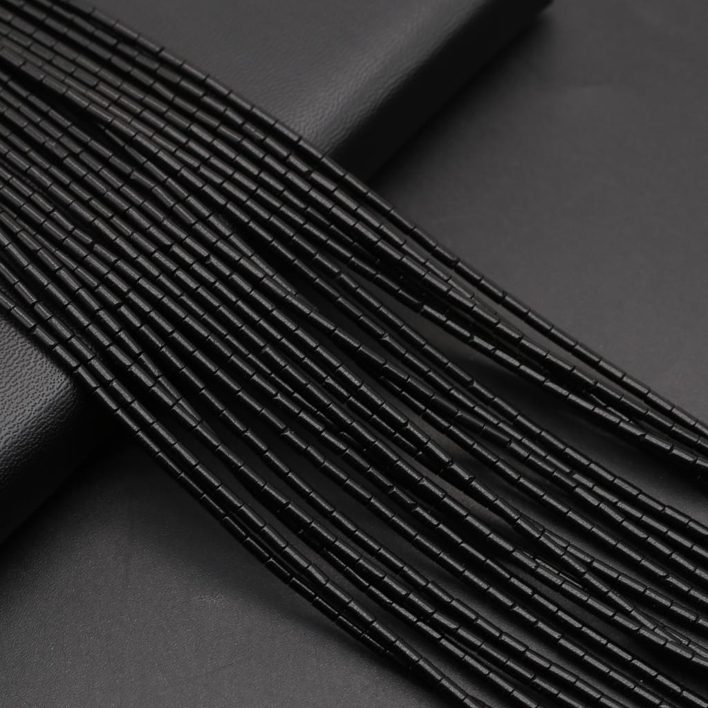 Natursteinperlen, zylindrische schwarze Achate, Perle, 2 x 4 mm, für Schmuckherstellung, DIY-Halskette, Armband, Ohrringe, Zubehör