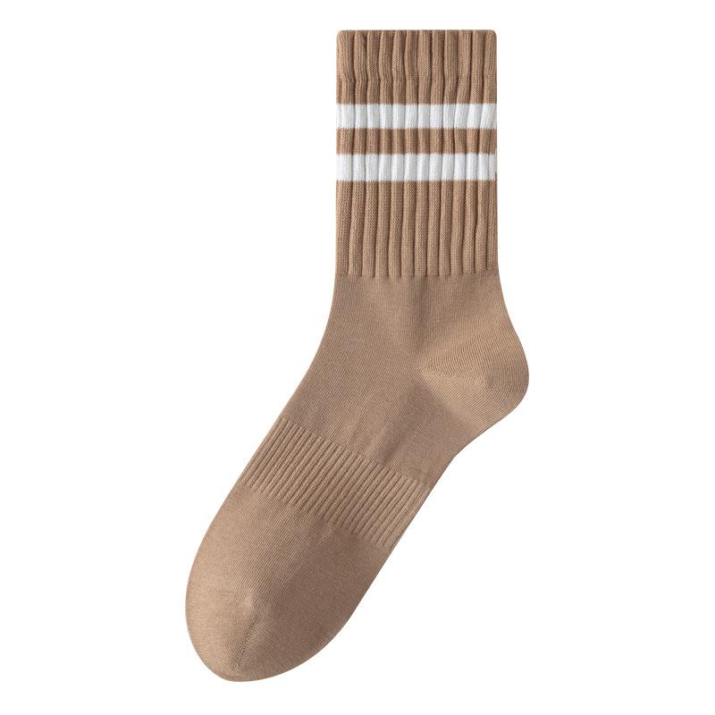 Men's Winter Striped Mid-calf Socks, Boneless Loose Long Socks, Anti-odor and Antibacterial Black Long Socks, Men's Autumn and Winter Socks
