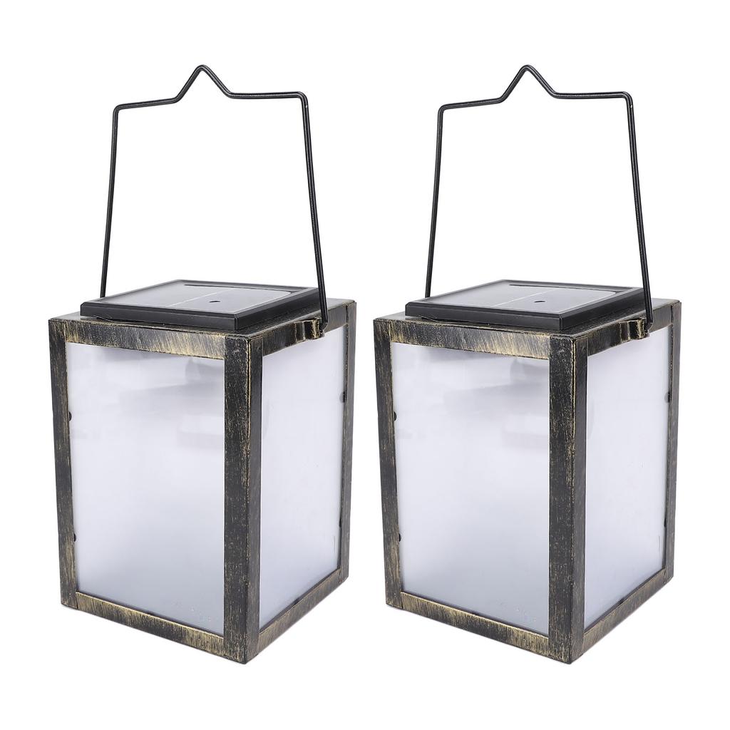 2PCS 3D Solar Lantern Rain Proof Weather Proof Flickering Outdoor Lantern for Garden Patio Landscape Decoration