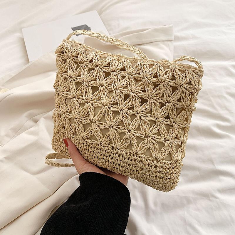 Small Fresh Crossbody Bag, Women s Bag, Straw Woven Shoulder Bag, Niche And Versatile Woven Bags, Simple And Fashiable Handbag бежевый