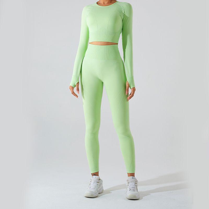 Yoga Clothes Suit Women's 2023 New Arrival Fall and Winter Tight Long Sleeves Fitness Clothes Tops Fancy Bright Color Sports Quick-Drying