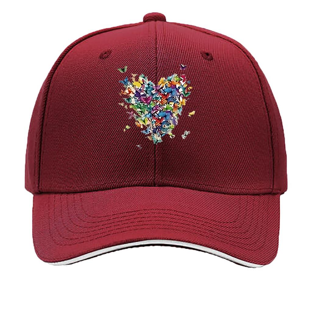 Colorful Butterflies Heart Canvas Wall Art Hip Hop hat Fashion Outdoor Sports Sandwich Baseball Cap