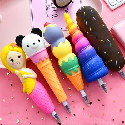 New Squishy Antistress Toys Ice Cream  Dog Dinosaur Slow Rising Pen Soft Squeeze Pen Stress Relief Toy Christmas Gifts