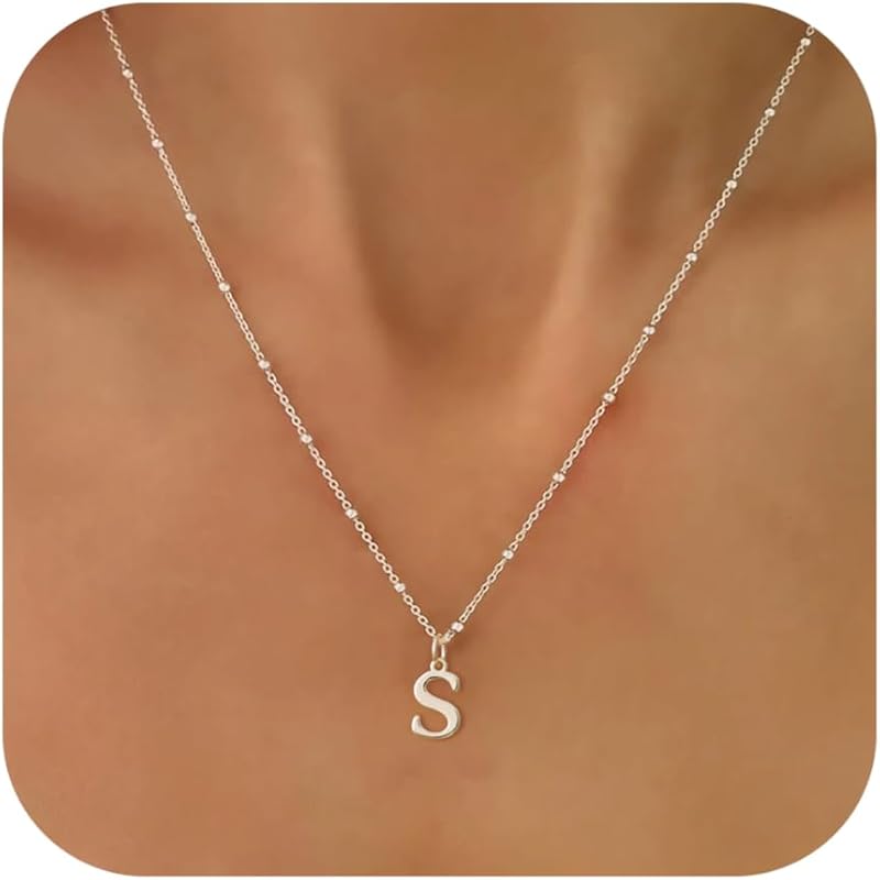 

Initial Necklaces for Women Dainty Gold Letter Pendant Necklace 14k Gold Plated A-Z Name Necklaces Non Tarnish Trendy Jewelry Gift Z серебряный