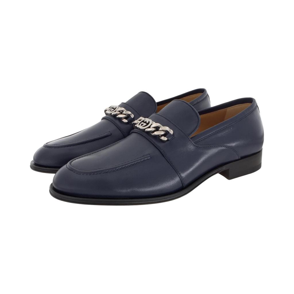 Gucci Interlocking Leather Casual Leather Shoes Men's Dark Blue 739774 AABUV 4157