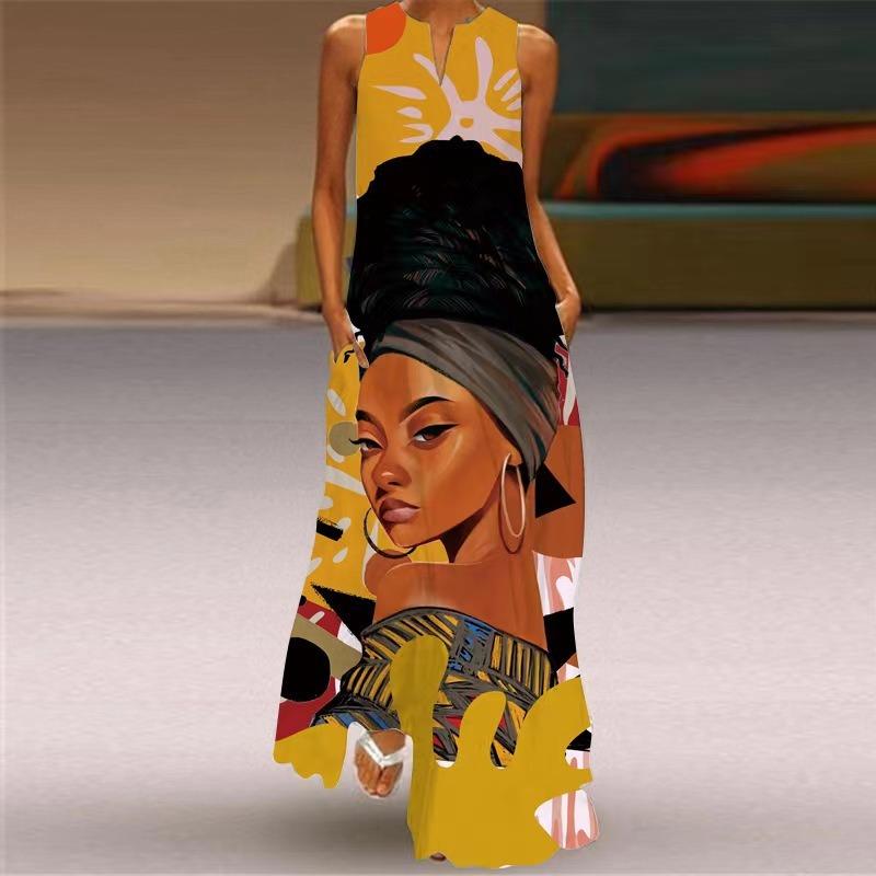 JPNTKY Moda Verão Primavera Sem Mangas Decote V Vestidos Casuais