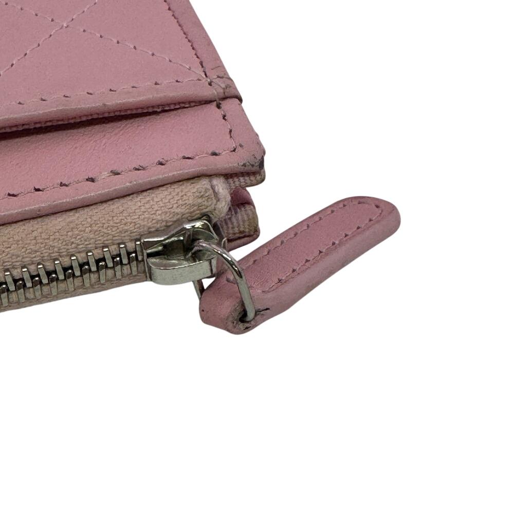 Chanel Fragment Case Matrasse Leather Card Case Pink Leather Used