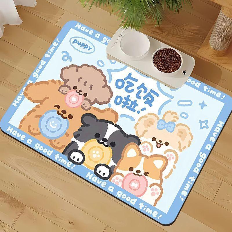 Cute Animal Silicone Diatomite Spillproof Pet Feeding Mat For Dining And Feeding