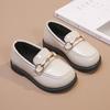 2025 Spring and Autumn Girls Black Leather Shoes Single Shoes Children's Princess Leather Shoes Boys British Style Small Leather Shoes Fashion Leathe