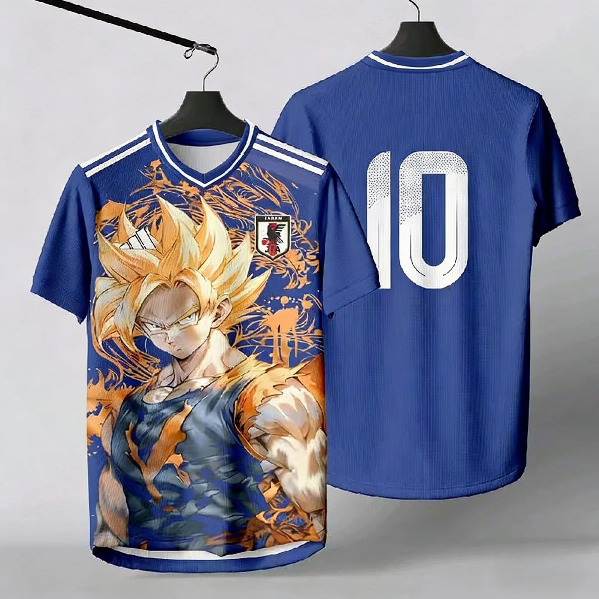 Dragon Ball Goku Japan 10 3D All Over Print Soccer Jersey Breathable Fan T-Shirt Sporty Streetwear For Men Women S