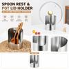Stainless Steel Spoon Holder and Lid Stand Integrated Vertical Kitchen Utensil Organizer for Countertop Storage and Space Saving