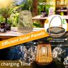 2PCS Solar Lights Outdoor Garden Metal Hanging Solar Lantern Waterproof Rattan Bamboo Solar Powered Light Yard Christmas