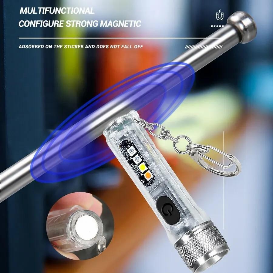 Mini silná svítilna Super jasná LED dobíjecí přenosná venkovní vodotěsná multifunkční mikro malá klíčenka