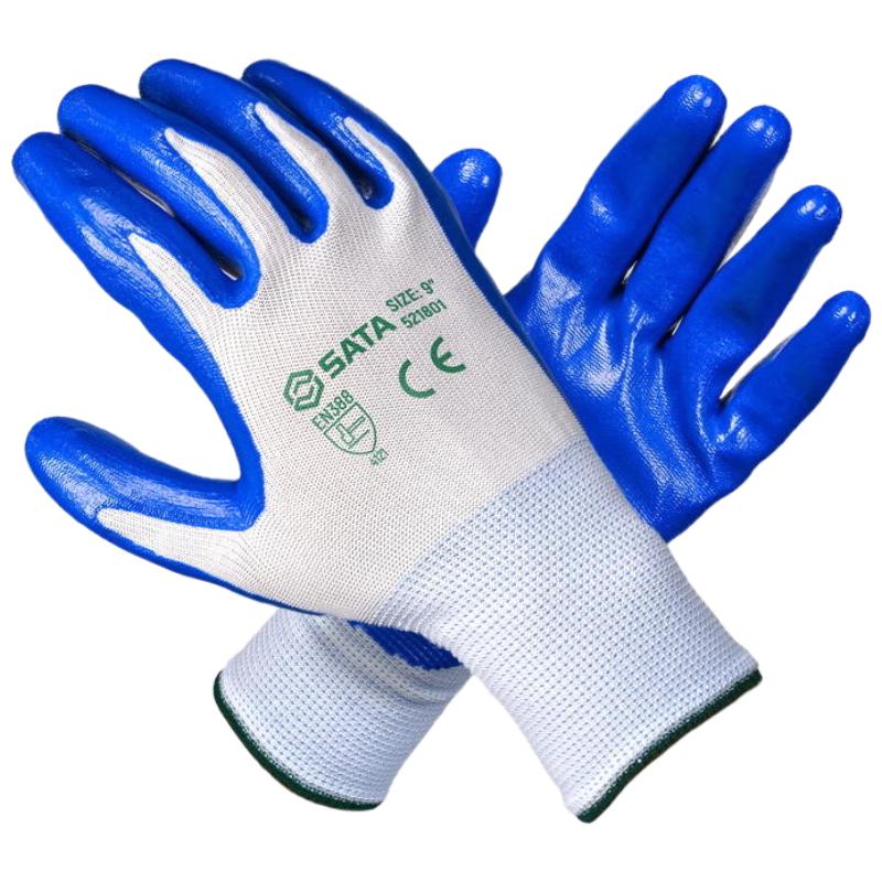 SATA 521801 Nitrile Palm-Dipped Work Gloves Size 9 (L)