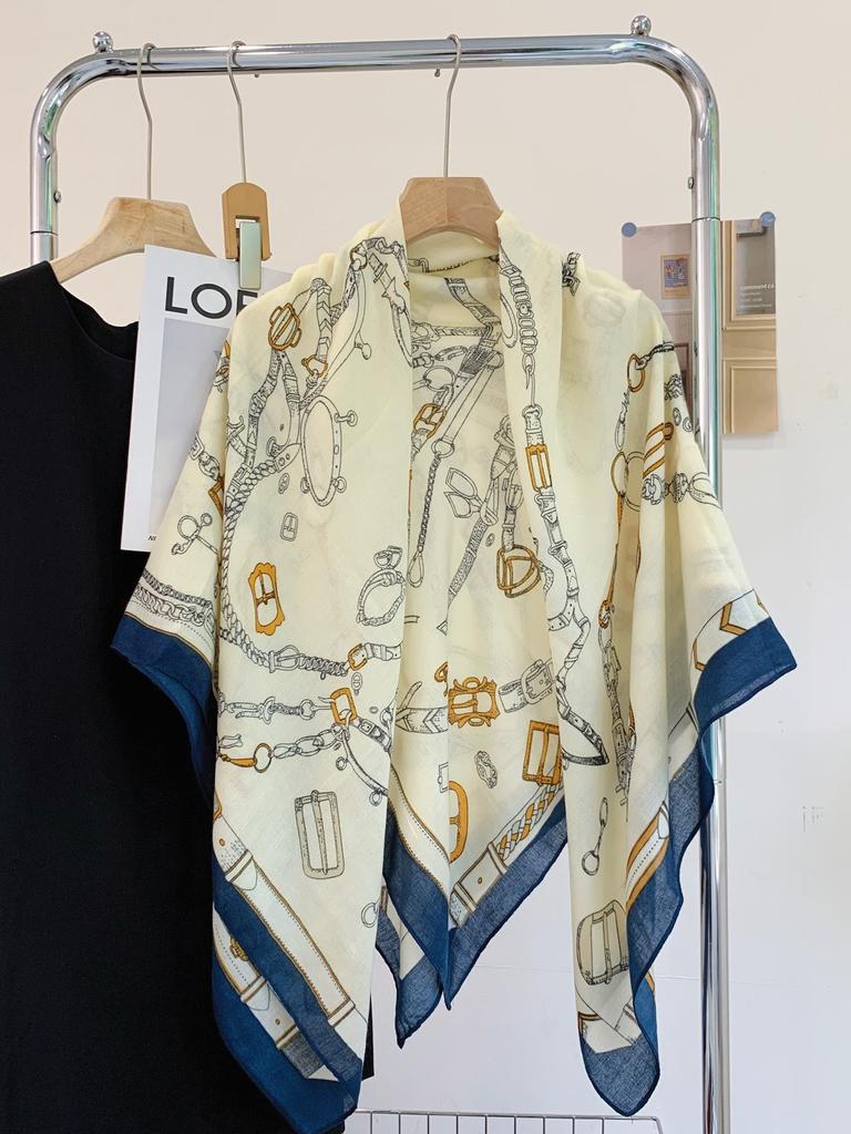 oversized beige flower travel sunscreen sunshade cotton and linen scarf women's silk scarf 111cm large square scarf shawl dual-purpose