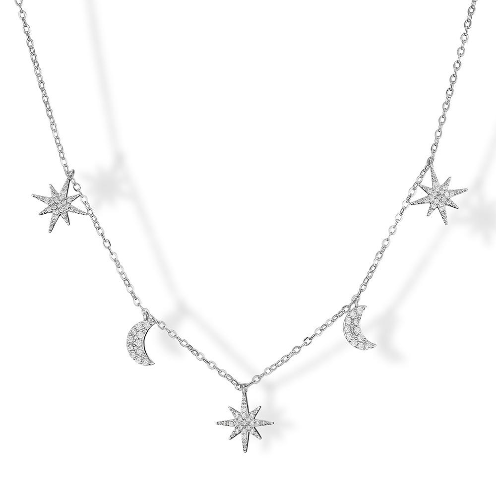 FEEHOW Frühling/Sommer Stern und Mond Schlüsselbeinkette für Mädchen