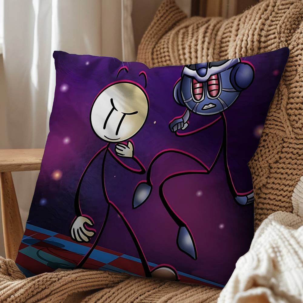 Game Henry Stickmin Collection Pillow Case Square DoubleSided Printing Short Plush Sofa Cushion Cover Bedroom Bedside Pillow