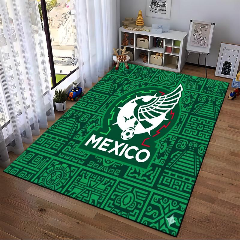 Mexico Green Tribal Designed floor mat, suitable as a non-slip mat for the living room or bedroom sofa