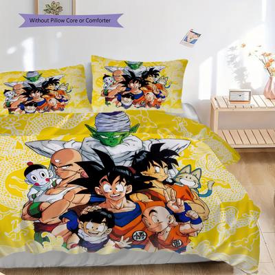 1 Stück Dragon Ball Muster Bettwäsche Steppbett Set Bettbezug Kissenbezug Heimdekoration Geburtstagsgeschenk (1 Bettbezug + 2 Kissenbezüge, ohne Füllung)