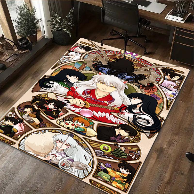 1Pc Inuyasha Print Rug - Home Decoration Carpet For Living Room Bedroom Flooring Computer Chair Area Rug