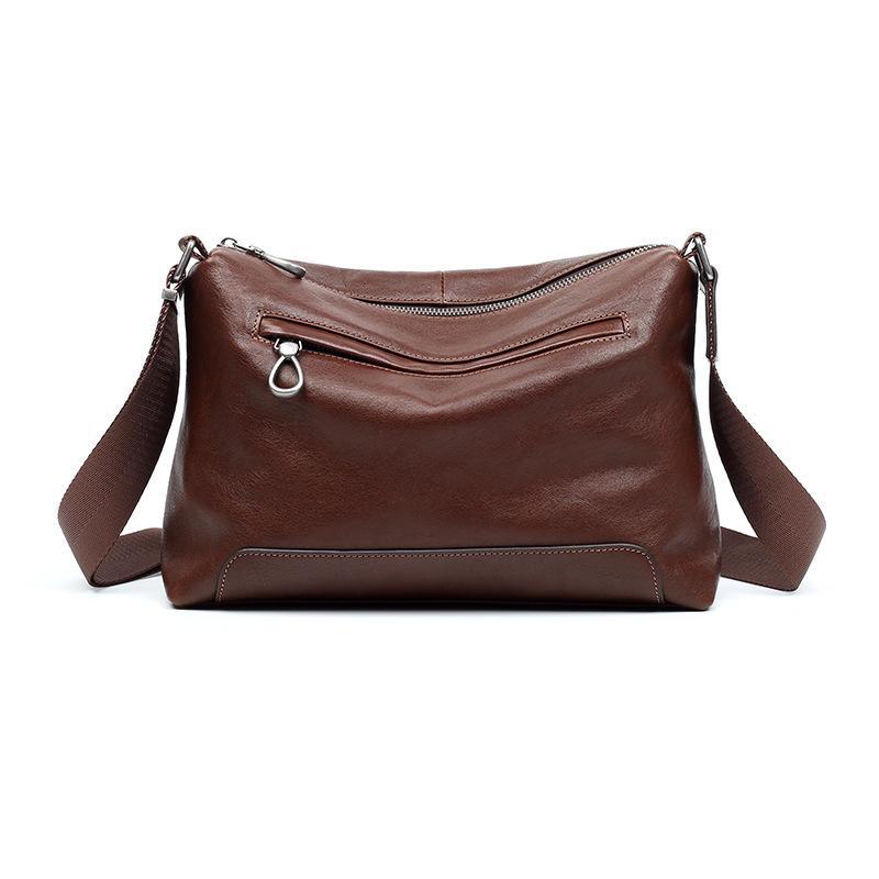 Stylish Men's Genuine Leather Messenger Bag – Casual, Large Capacity Shoulder Bag with Top Layer Cowhide