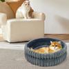 60CM Soft Plush Fur Round Pet Bed Washable Anti-Slip Bottom 15KG Capacity Shed-Resistant Cat Dog Bed with Raised Support for Ind