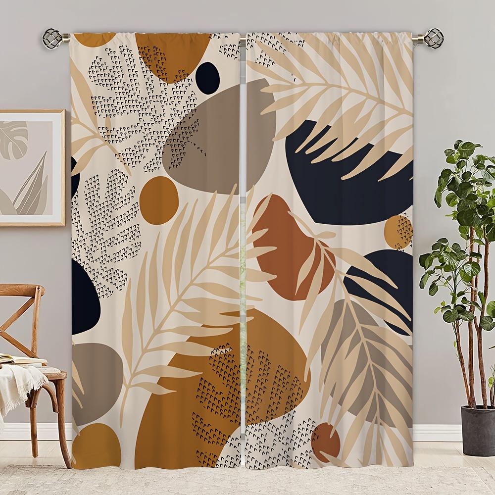 Abstract Tranpical Leaf Nordic Morandi Colorful Kid's Window Curtains Blinds for Living Room Bedroom Kitchen Door Home Decor2Pcs