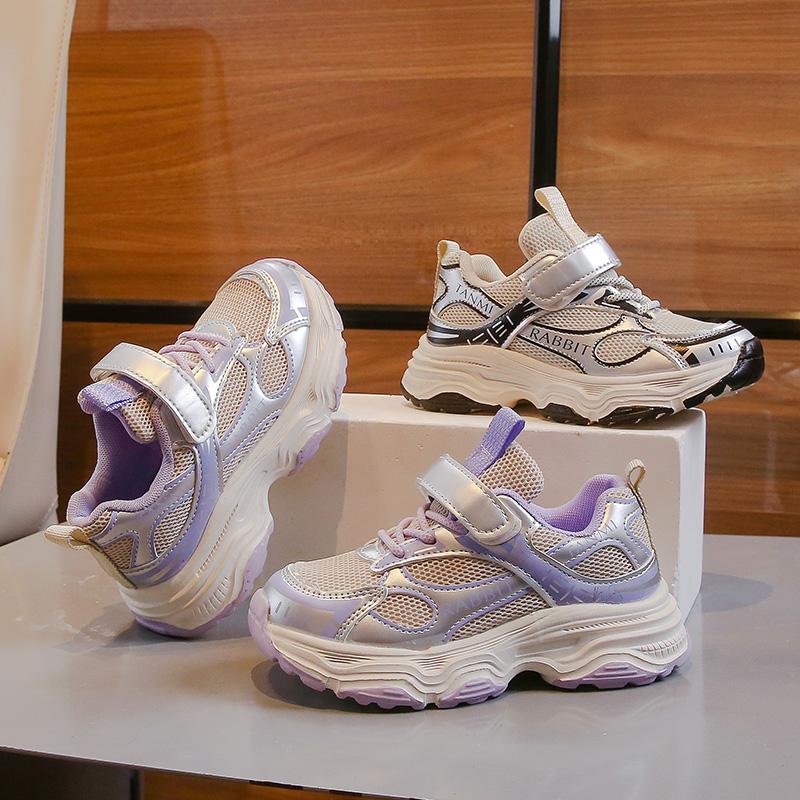 Students Sneakers Handsome Mesh Breathable Kids Running Shoes Thick Soft Sole 2025 New Boys Girls Sports Shoes Non-slip Flexible