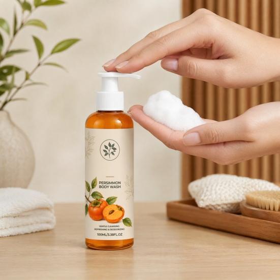 xiaobudian Persimmon Body Wash, Gentle Daily Cleanser for All Skin, 100ml Mild Deep Cleansing Deodorizing Soap Bar Women Men