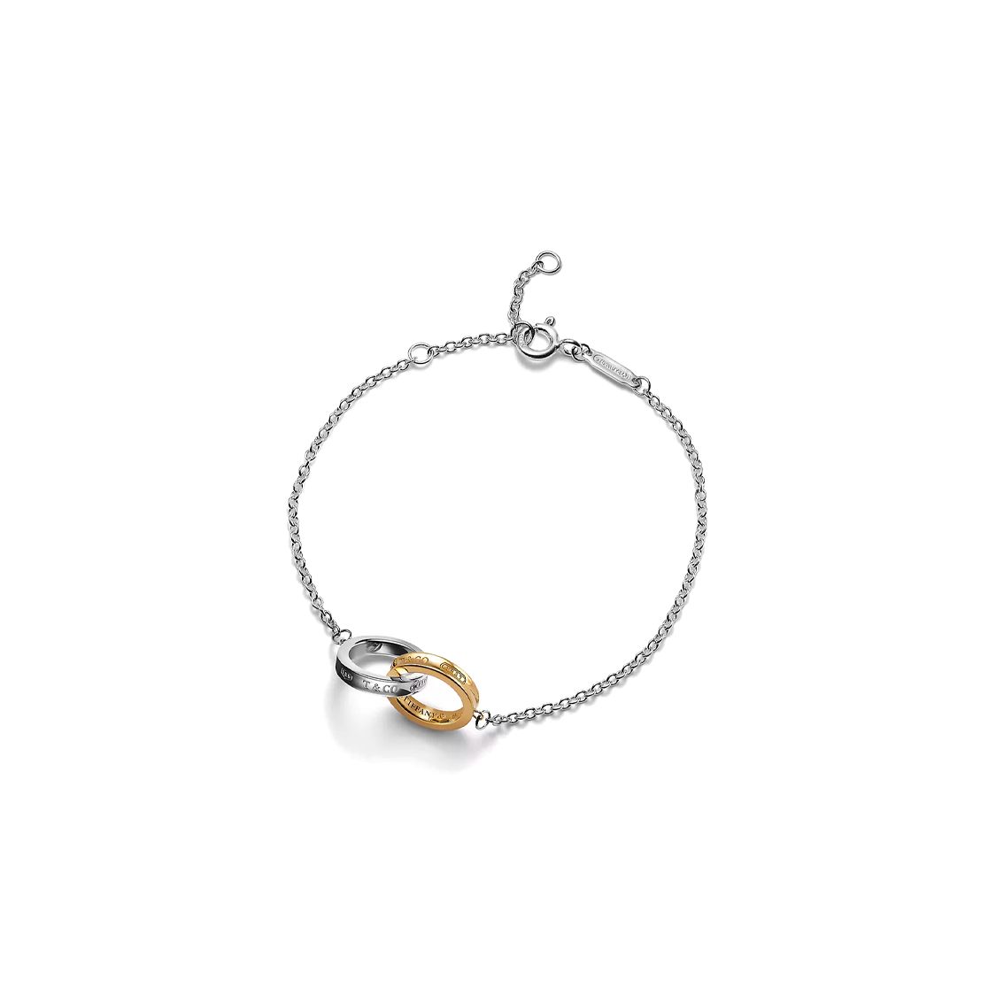 

Tiffany & Co. Double Ring Interlocking Bracelet Unisex Bracelet Silver Gold 73130395 F,Silver