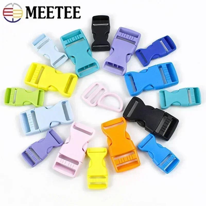Meetee 2-10Sets Quick Release Buckle Webbing Adjust Clasp Set 15/20/25mm Plastic D Ring Hook for Backpack Safety Chair Accessory