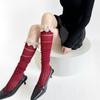 Japanese- Retro Lace-trimmed, Hollowed-out Diamond-shaped Checkered Knee-high Socks For Women's Summer, Thin And Beautiful Leg Socks For The Calves.