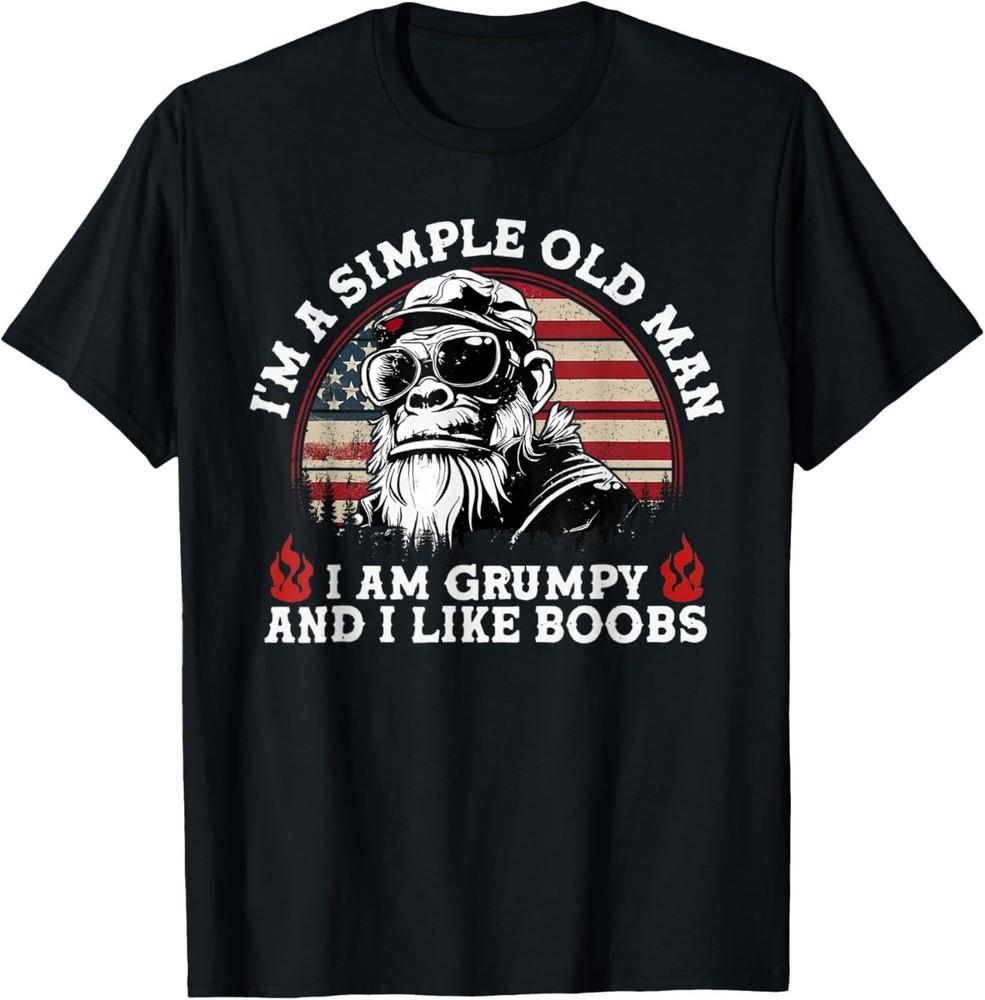 I'm A Simple Old Man I Am Grumpy and I Like Boobs Vintage Unisex T‑Shirt