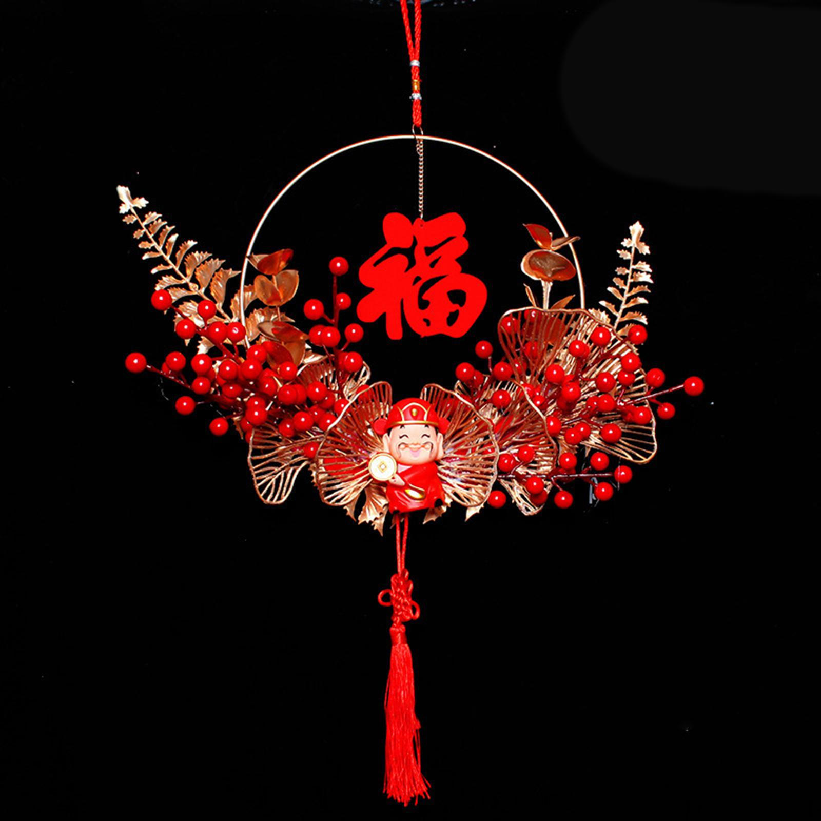 

Китайский дверной венок, красный кулон, висящий для празднования весеннего фестиваля, украшение для дома 40x60cm