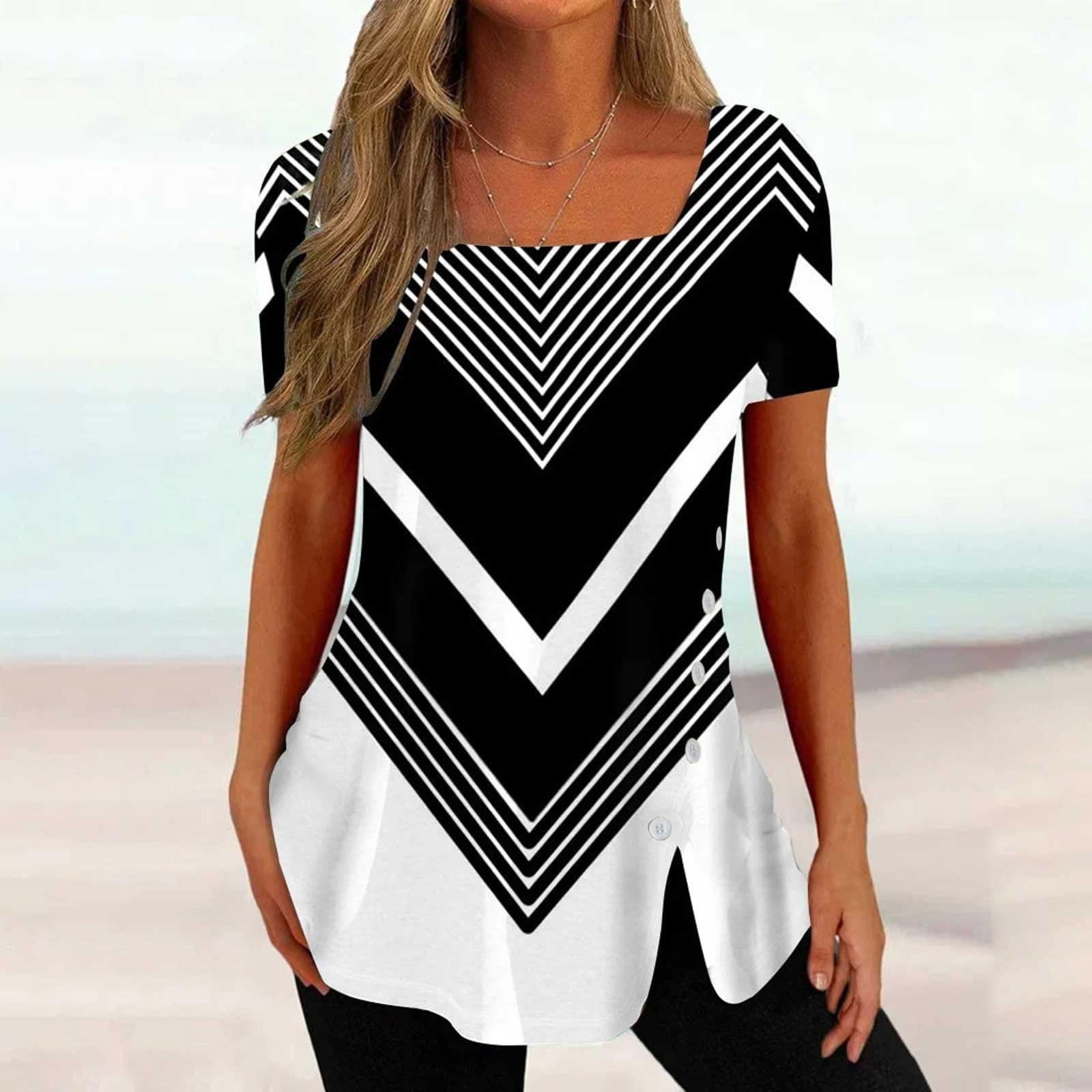 

Женская футболка с квадратным вырезом и пуговицами с коротким рукавом и нижней частью, топ XL белый