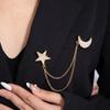 Trendy Rhinestone Moon & Pentagram Brooch for Suits