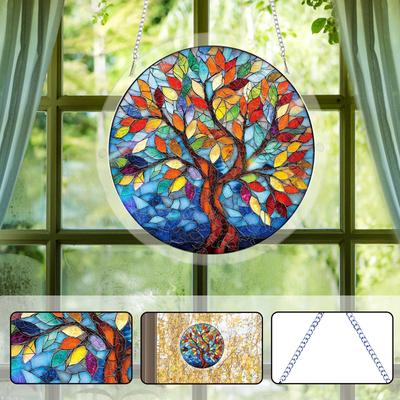 Attrape-soleil Puzzle Rond en Acrylique avec Chaîne Attrape-soleil Puzzle pour Maison Jardin Fête Mariage Cadeaux d'emménagement