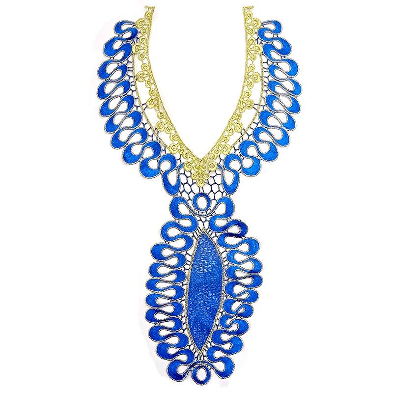 Color Heavy Industry Yarn-dyed Embroidered Collar, Gold Thread Embroidery, Large Fake Collar, Water-soluble Lace Collar, Hollow