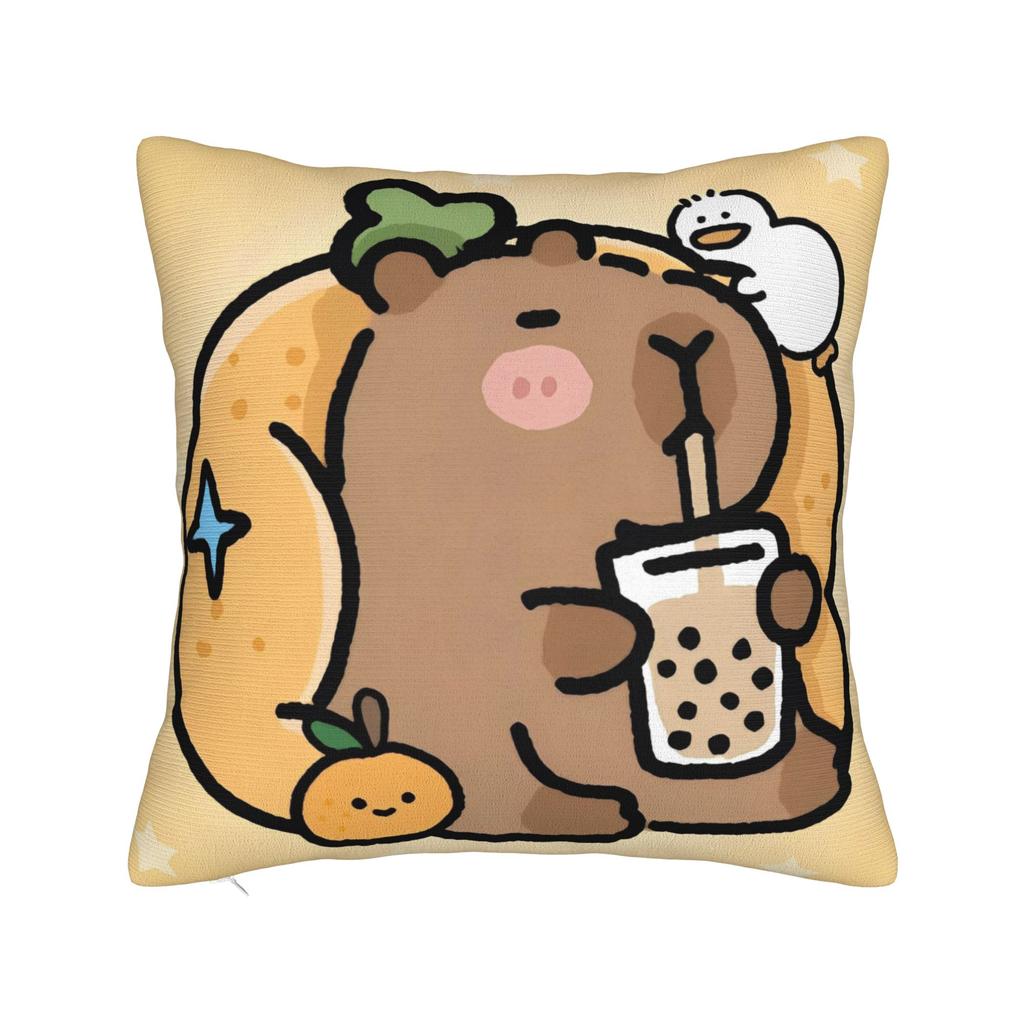Cute Kapibara Capybara Pillow Case Cartoon Custom Pillow Cover For Sofa Bedroom Home Decor Novelty Cushion Cover