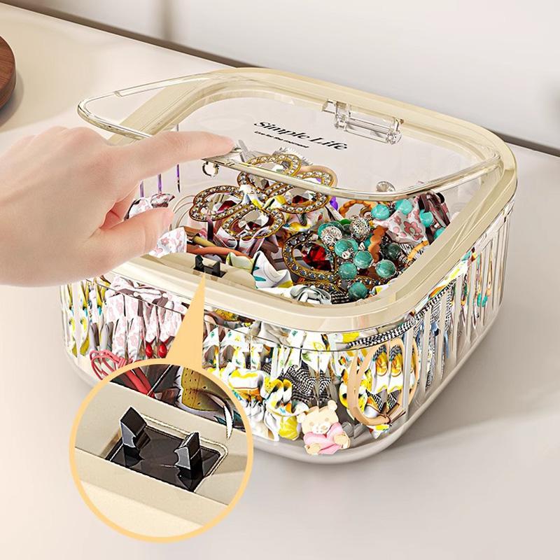 M/L Desktop Storage Box Trash Can Pop-up Lid Storage Box for Hair Accessories Jewelry Desktop Decoration Multi-use Organizers