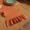 Christmas Cotton 100% Ruffles Table Runner Orangered Event Party Supplies Fabric Decor Placemat For Holiday Wedding Festival